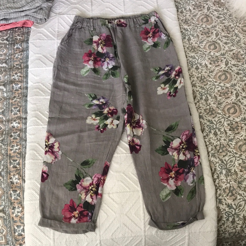 Linen floral pant